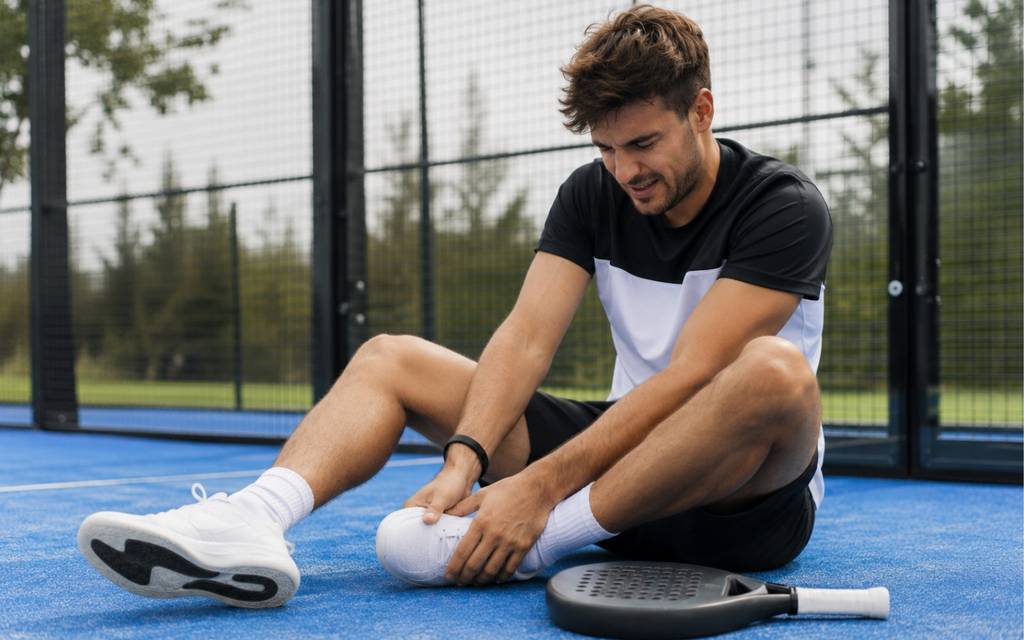 ragazzo accusa dolore alla caviglia durante partita padel