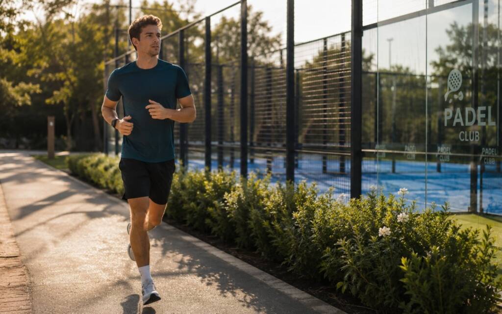 ragazzo fa corsa defaticamento dopo padel